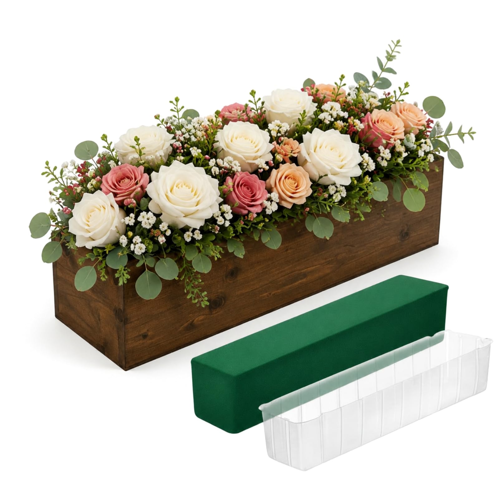Mousse florale avec jardinière en bois Dandat pour éviter les fuites d'eau