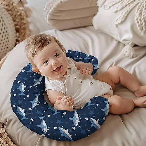 Miniatura 4 de Funda de almohada de lactancia con diseño de animales del océano, tiburones y estrellas, unisex, extraíble, para bebés, niñas, niños, recién