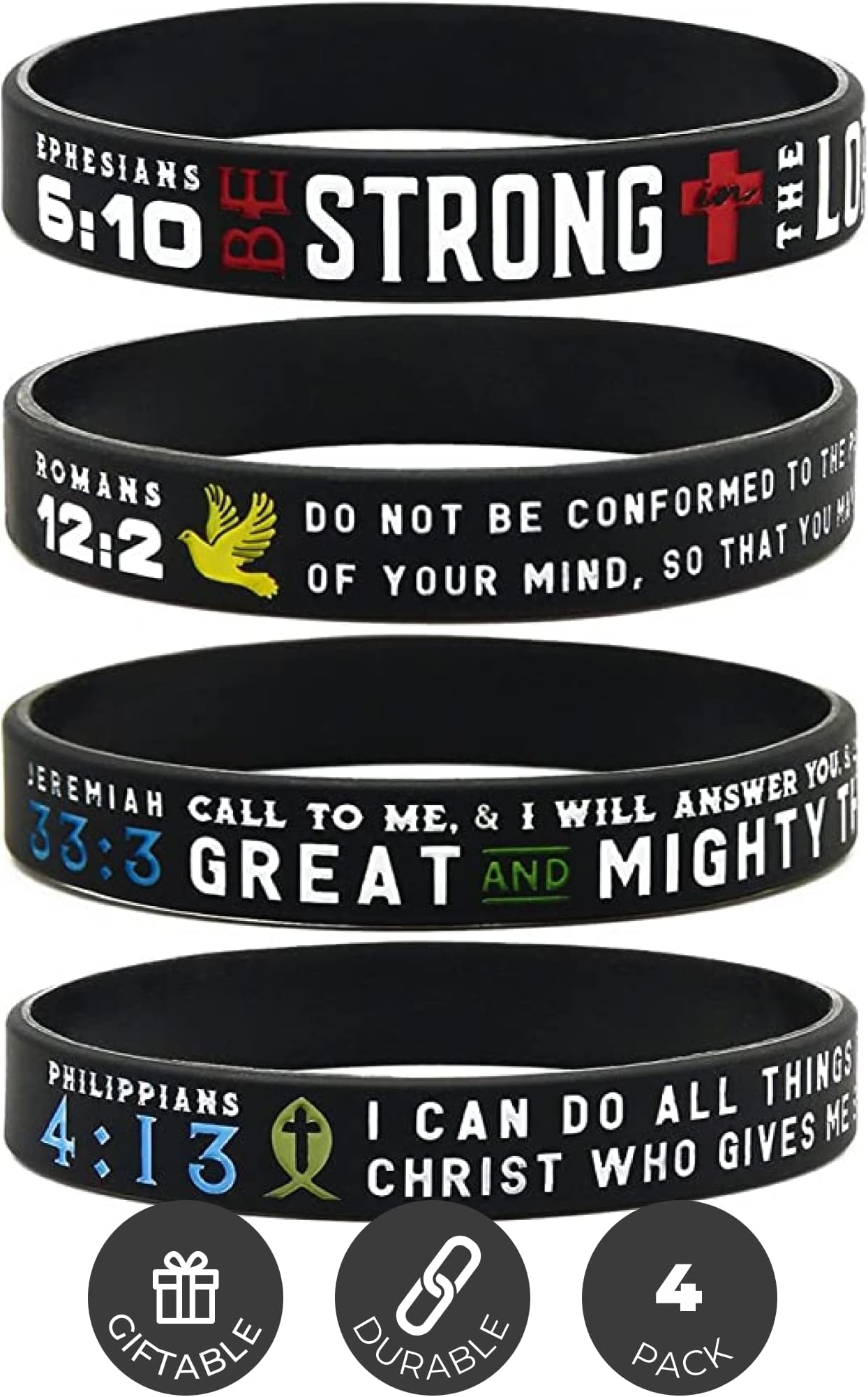 Ezekiel Gift Co.Ezekiel Gift Co. Power of Faith Bible Verse Wristbands - Christian Religious Jewelry Gifts