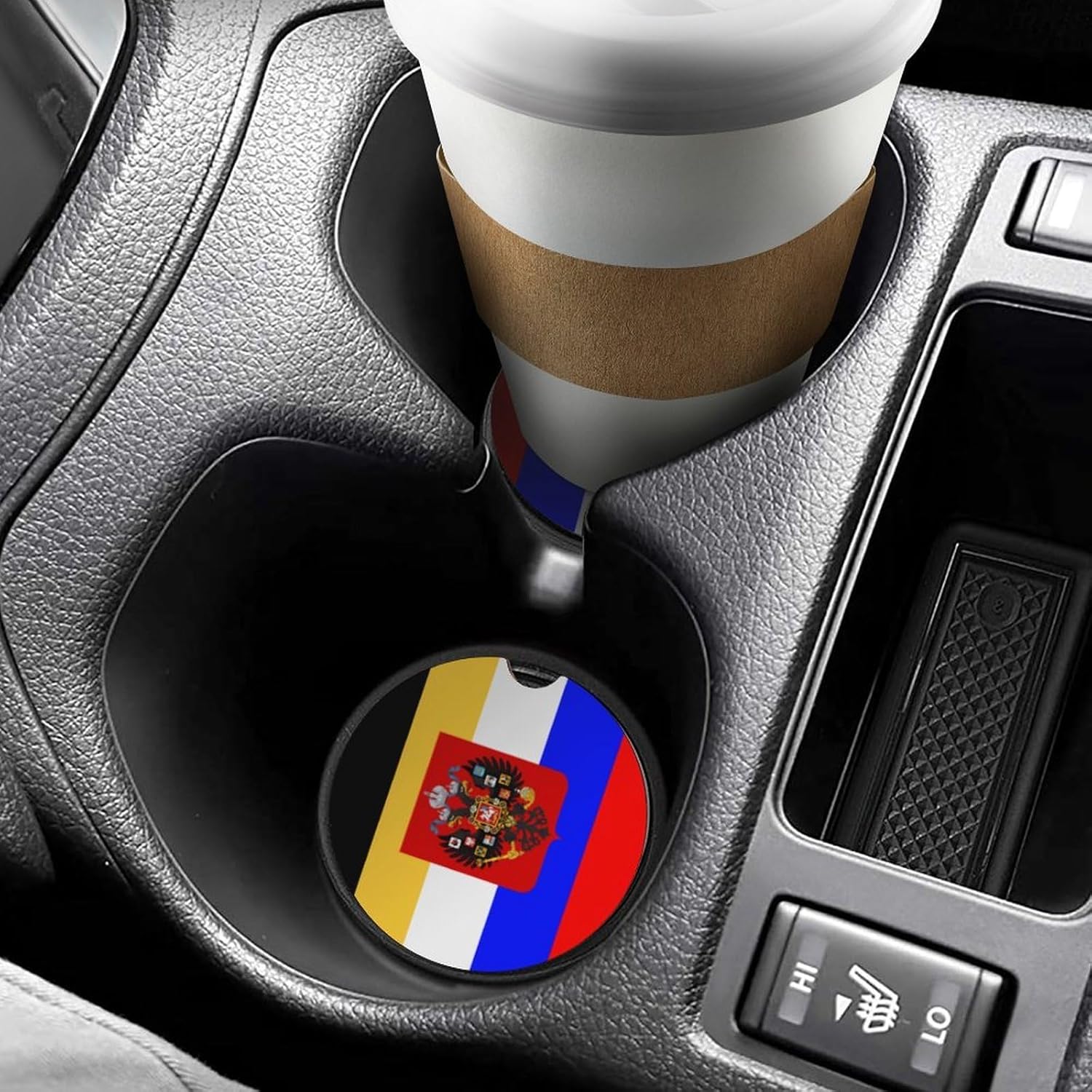Flag of Russia Cute Car Coasters 2.56 Inch Absorbent Cup Holder for Drinks Auto Interior Accessories