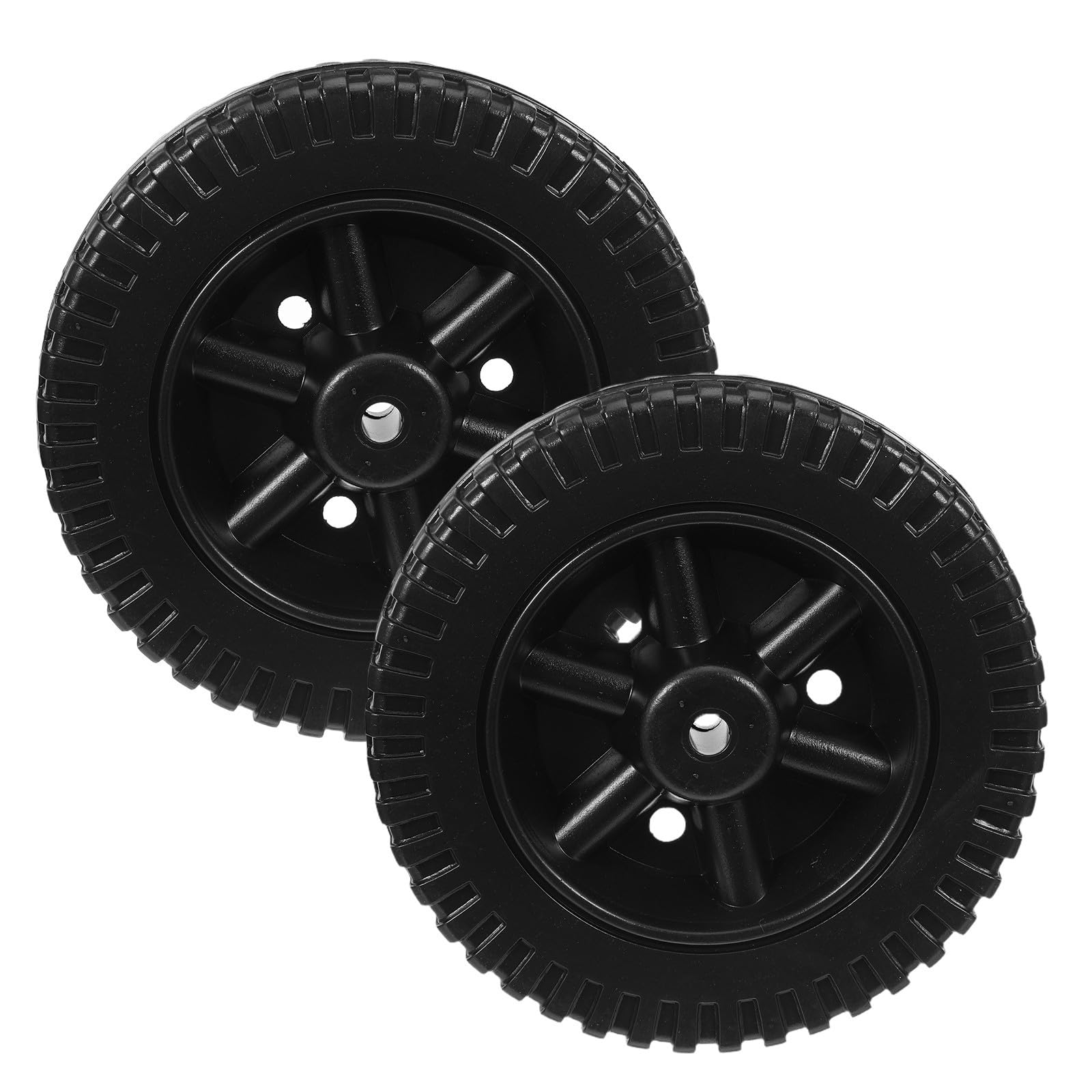 Obuyke 2pcs 6 Inch Plastic Hollow Wheels Replacement for Lawnmower, Garden Tiller, and Generator with High Durability and Easy Installation for Outdoor Use