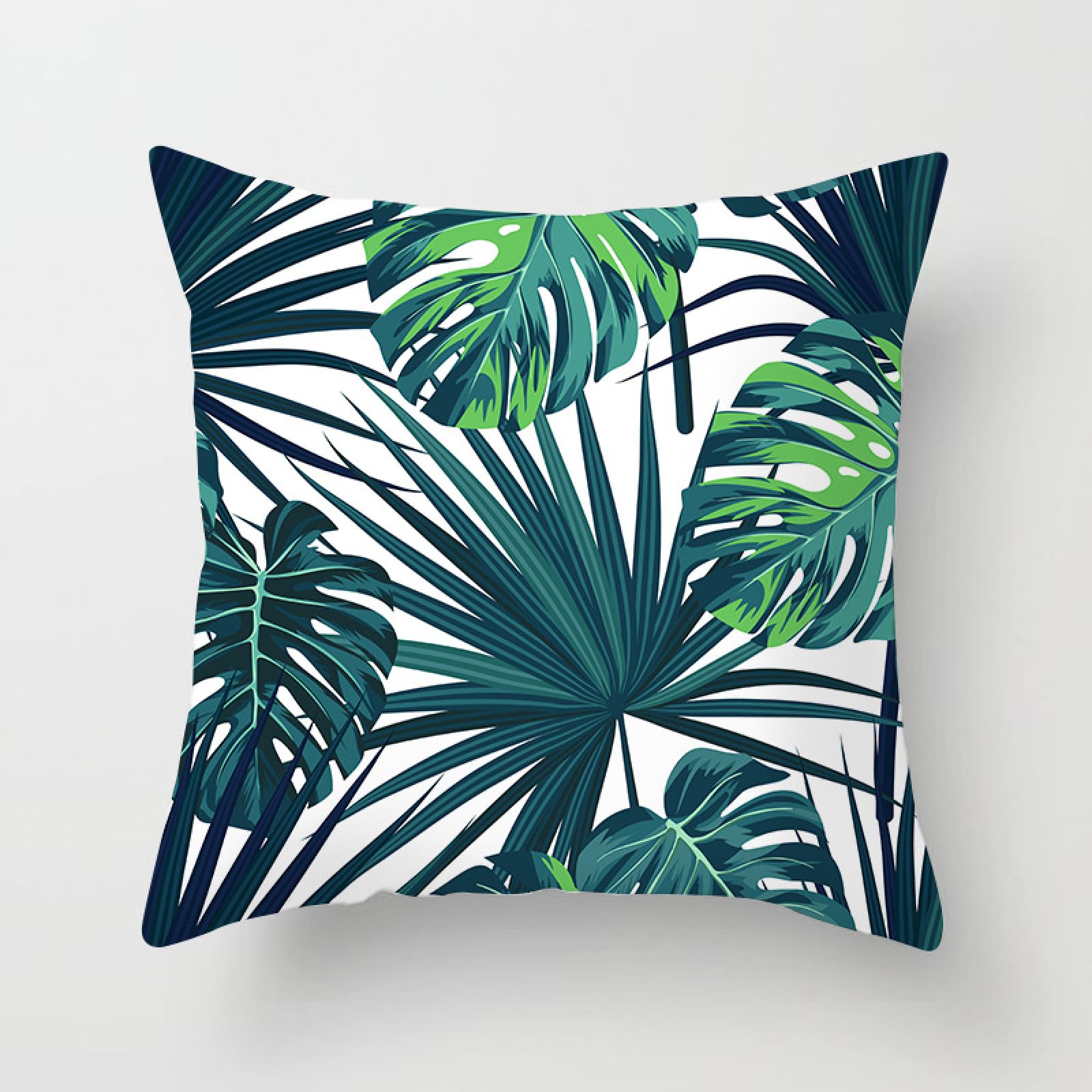 Taie oreiller 60x60 feuille vert ideale pour canape de salon