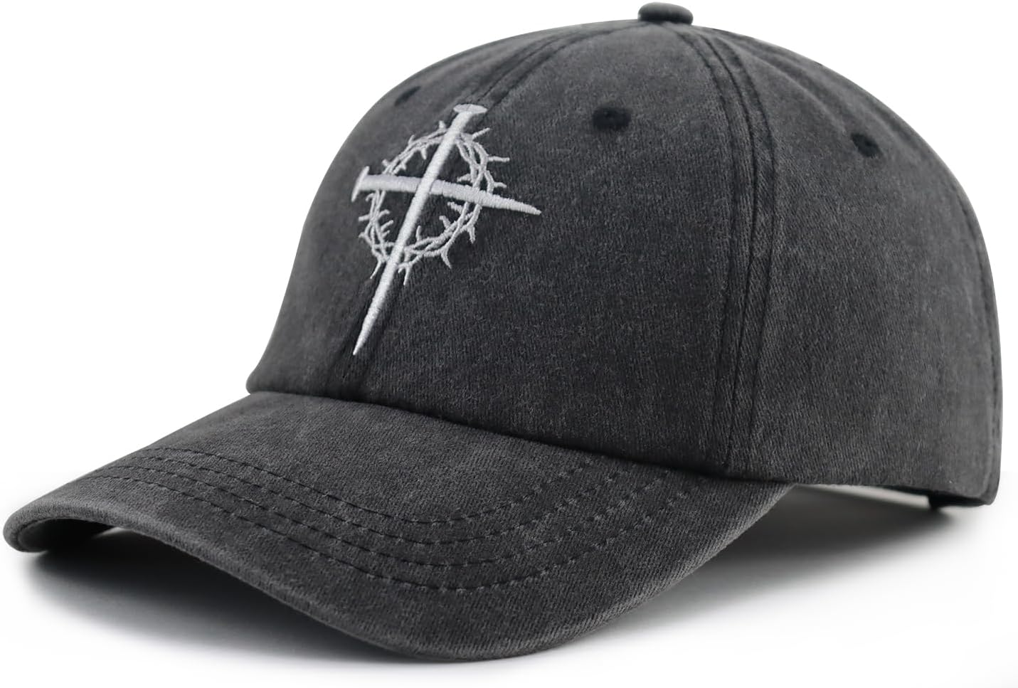 Jesus Cross Nail Hat for Men Women, Funny Adjustable Cotton Embroidered Christian Religious Faith Baseball Cap - Image 2