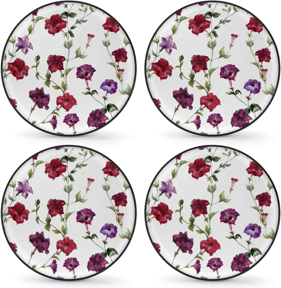 Vintage Morning Glory Tire Covers Portable Spare Tire Cover Soft Durable Waterproof Dustproof Set of 4 Bags 16 Inches for Car Truck SUV Trailer Camper