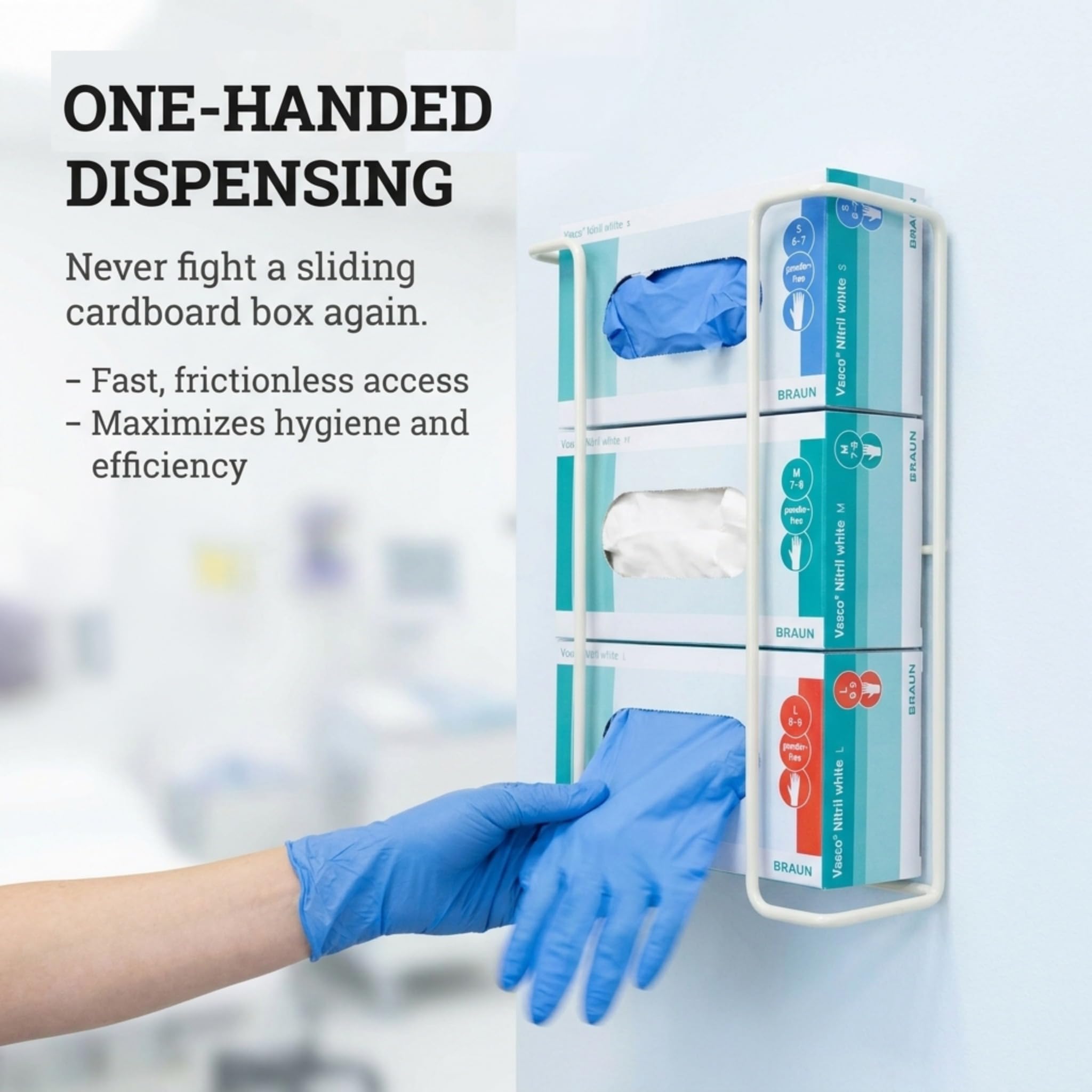 PERFORMORE Large Disposable Glove and Facial Tissue Wire Rack - Glove Box Holder, Medical Glove Holder, Holds Up To 3 Boxes, Hygiene Dispenser, Wall Mount Design With Mounting Accessories Included