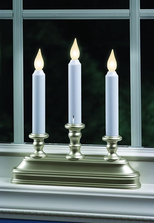 Xodus Innovations FPC1330P-3 Battery Operated 10 inch Window Candles with Tilt to Change Flame Color and Dusk to Dawn Light Sensor Timer with 3 Candle Candelabra Base (Pack of 3), Silver/Pewter