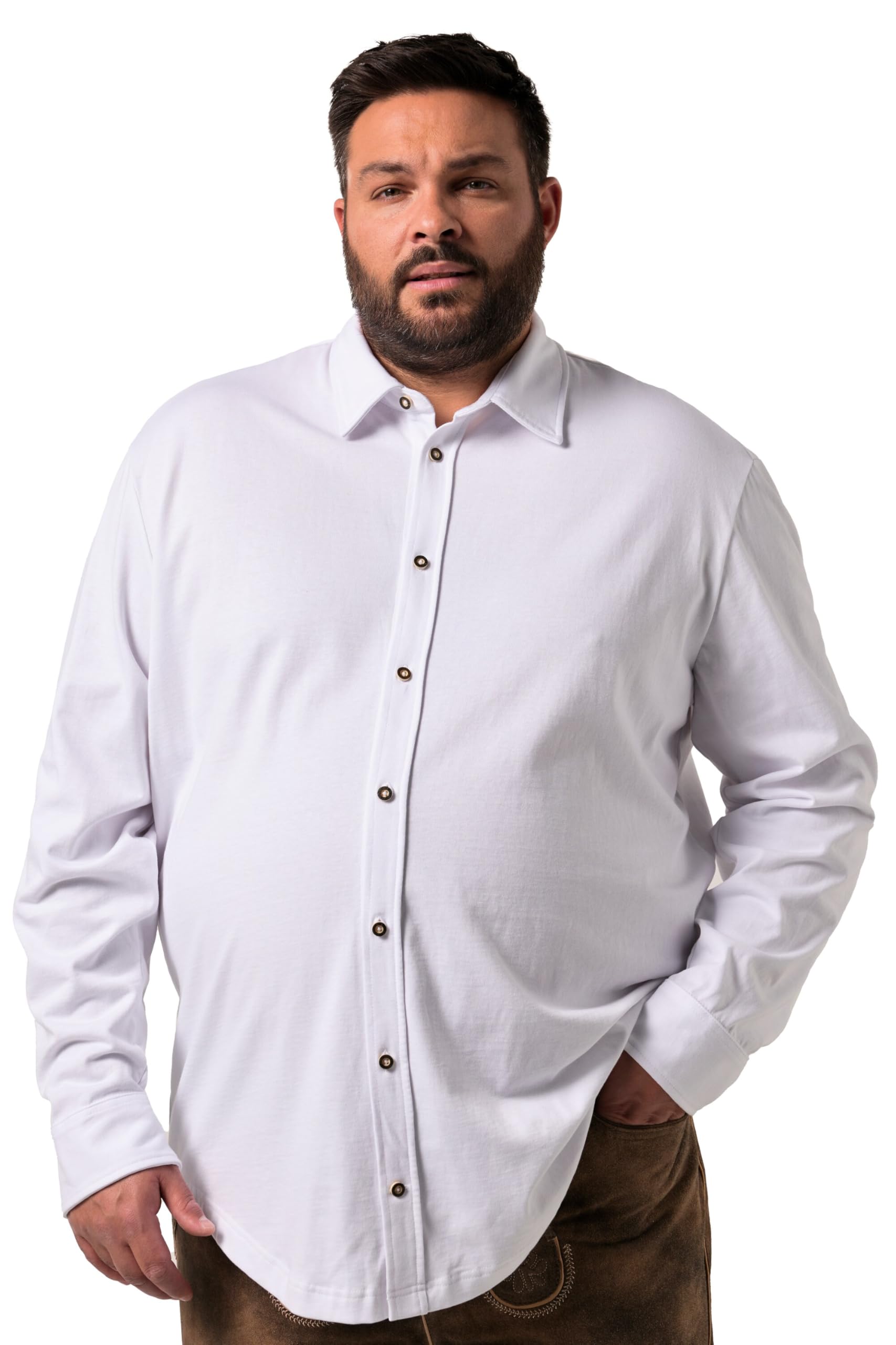 Men Plus Herren große Größen Übergrößen Menswear L-8XL Trachten-Hemd, Langarm, Jersey, Kentkragen, Modern Fit 840373