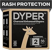 DYPER Charcoal Enhanced Baby Diapers Size 2 - Plant-Based, Hypoallergenic, Overnight Disposable for Sensitive Skin (56 Ct)