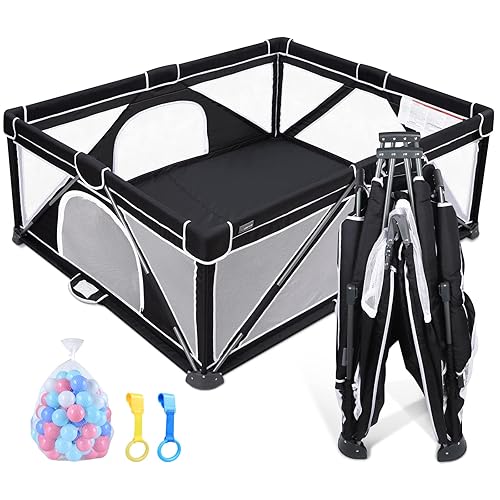 ANGELBLISS Corralito plegable para bebés y niños pequeños, centro de actividades para bebés en interiores y exteriores con malla transpirable