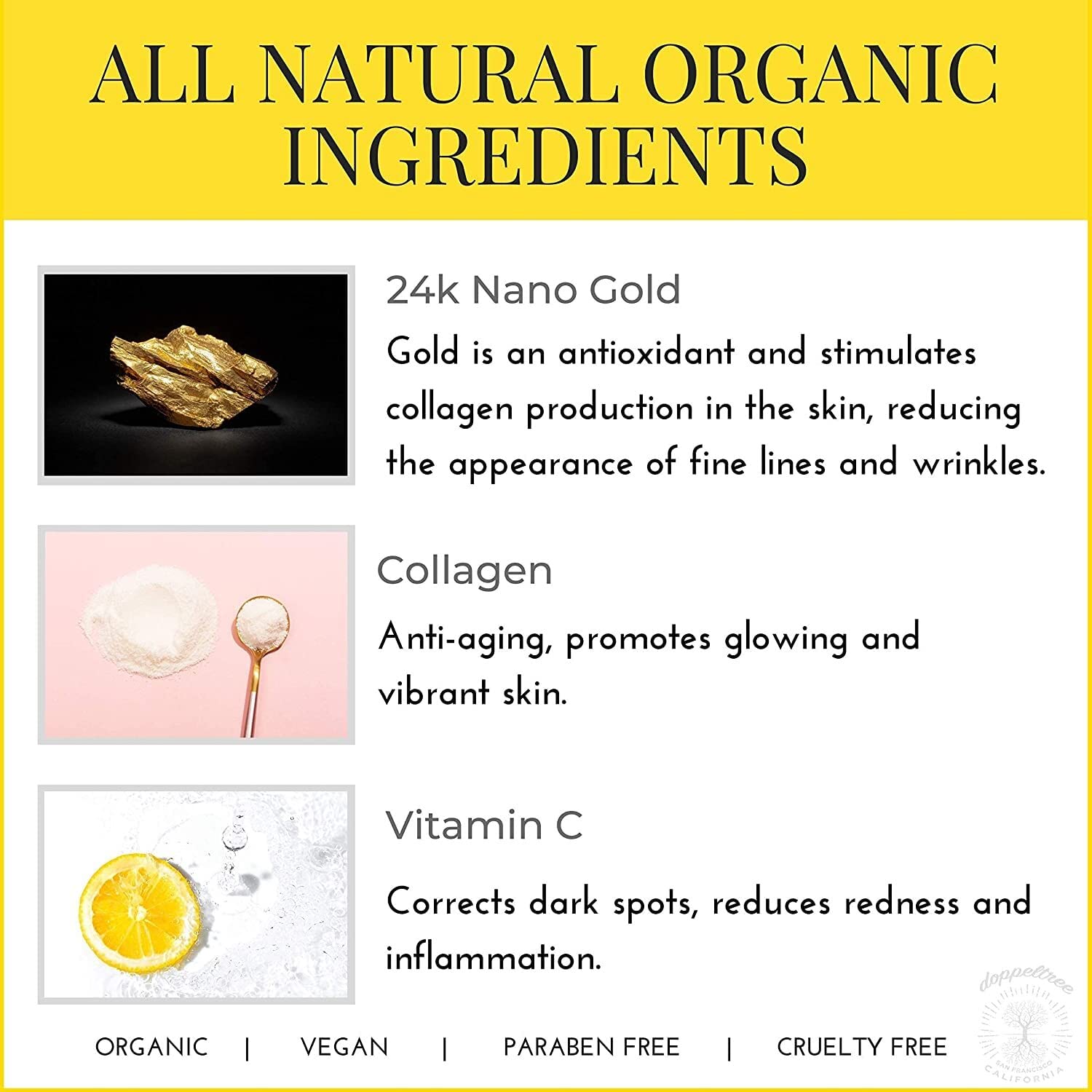 Doppeltree Gold Facial Mask - Premium Hydrogel Sheet Face Masks for Skin Care & Beauty, Hydrating & Anti Aging - Facemask with Collagen, Hyaluronic Acid & 24k Nano Gold - Image 8