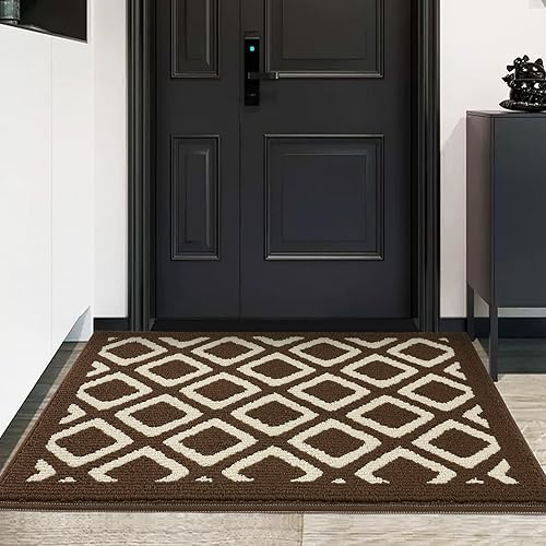 Miniatura 6 de Tapetes para puertas de interiores, antideslizantes, absorbentes, resistentes a la suciedad, tapetes con patrón geométrico clásico para interiores,