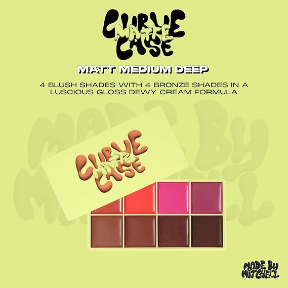 Made by Mitchell | Curve Case Matte Cream Blusher Palette | Medium Deep