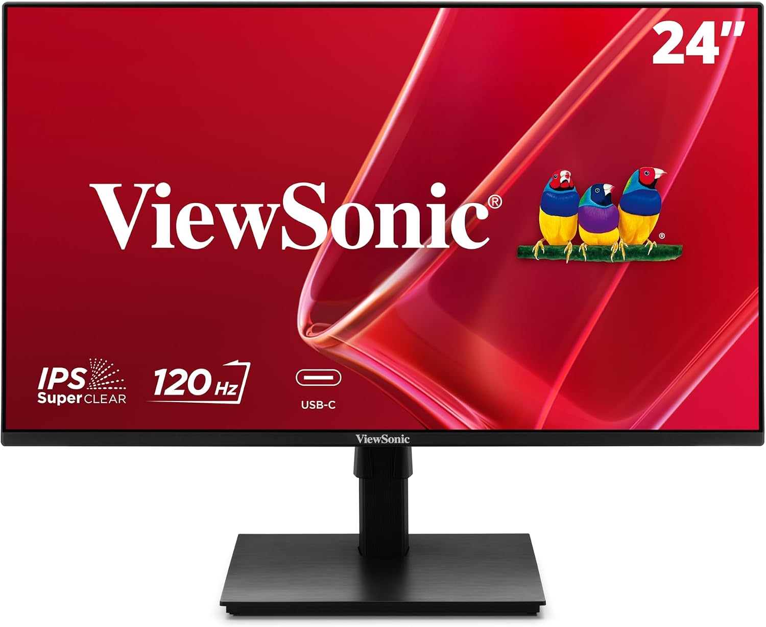 VA2448-MHU 24 Inch 1080p IPS Computer Monitor, 120Hz, USB C | Variable Refresh Rate, HDMI, VGA, USB C, Dual Speakers, Eye Care, Frameless, Home Office, Laptop, PC, Mac, 1ms, 300 Nits