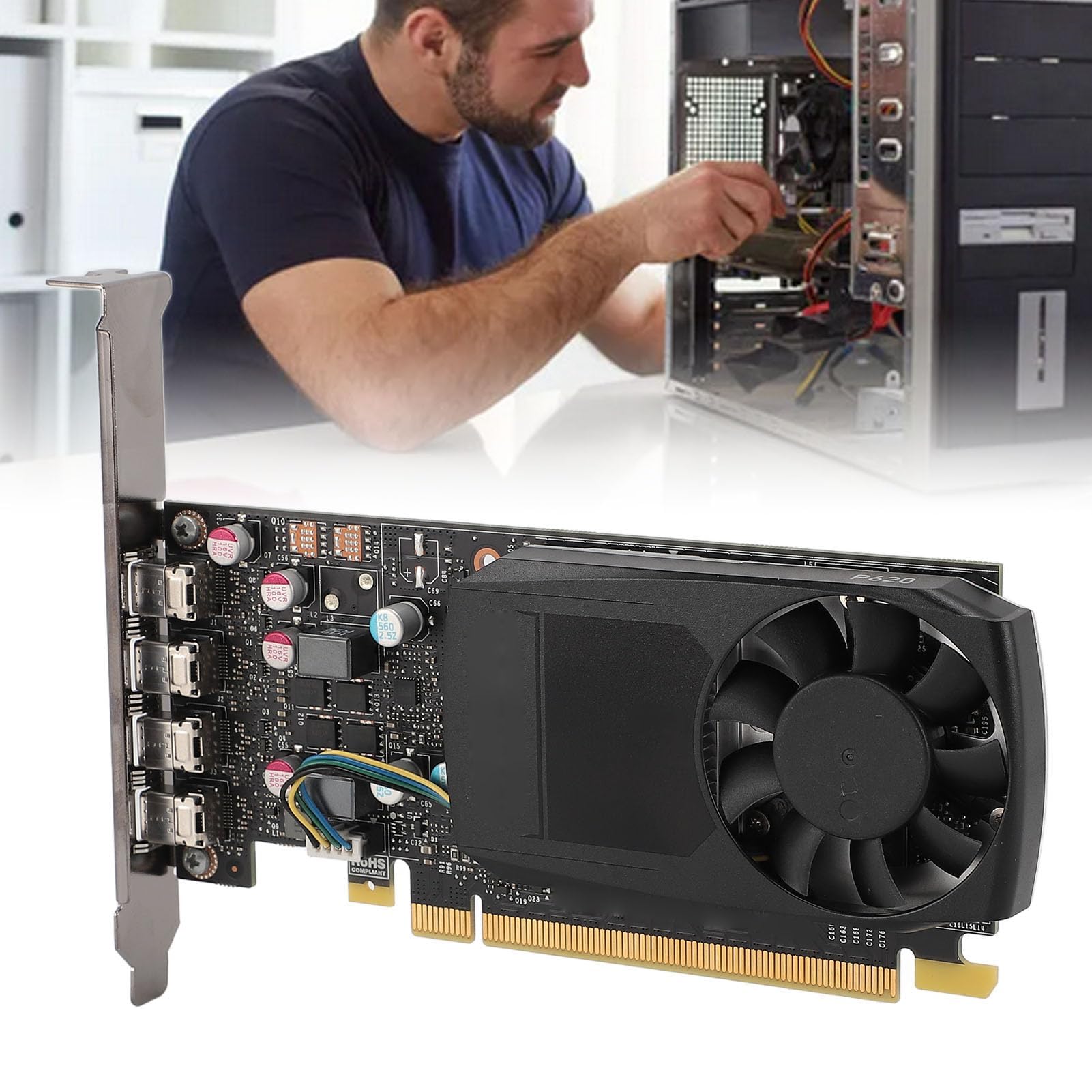 Ejoyous Quadro P620 Grafikkarte 2GB 128 Bit PCI Express 3.0 x16 mit 512 Kernen und 4K Auflösung für professionelle 3D Modellierung und Videobearbeitung