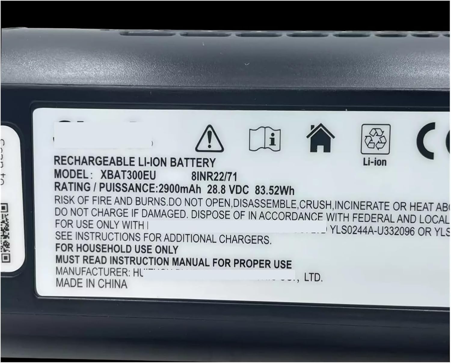 Vacuum Cleaner Replacement Battery XBAT300EU 28.8V 2900mAh. Compatible for Shark Upright ICZ160 IC160uk ICZ160UKT Vacuum