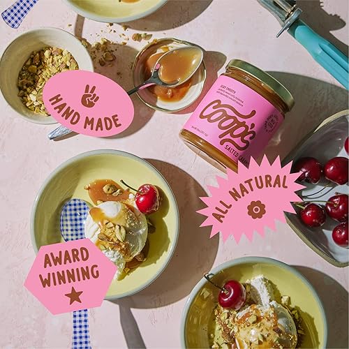 Vista 3 de Coop's Salsa de caramelo salado: rica y mantecosa, gourmet, totalmente natural, hecha a mano, sin gluten, sin OMG, galardonada, coberturas