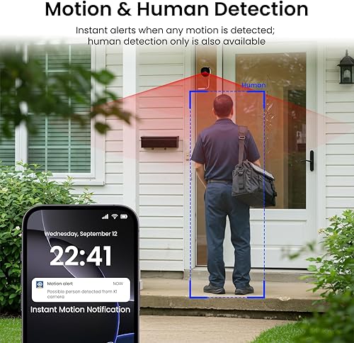 Miniatura 6 de Cámara de ventana 2K para seguridad en el hogar en interiores con visión nocturna a color antirreflejo, detección de movimiento y humanos, grabación