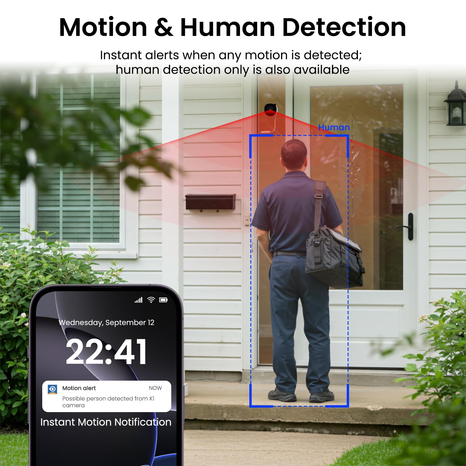 INFIYA 2K Window Camera, Security Camera, Dual Band WiFi Indoor Cameras for Home Security, Peel-and-Stick Installation, Human Detection, Night Vision, 24/7 Recording, K1 — view 3