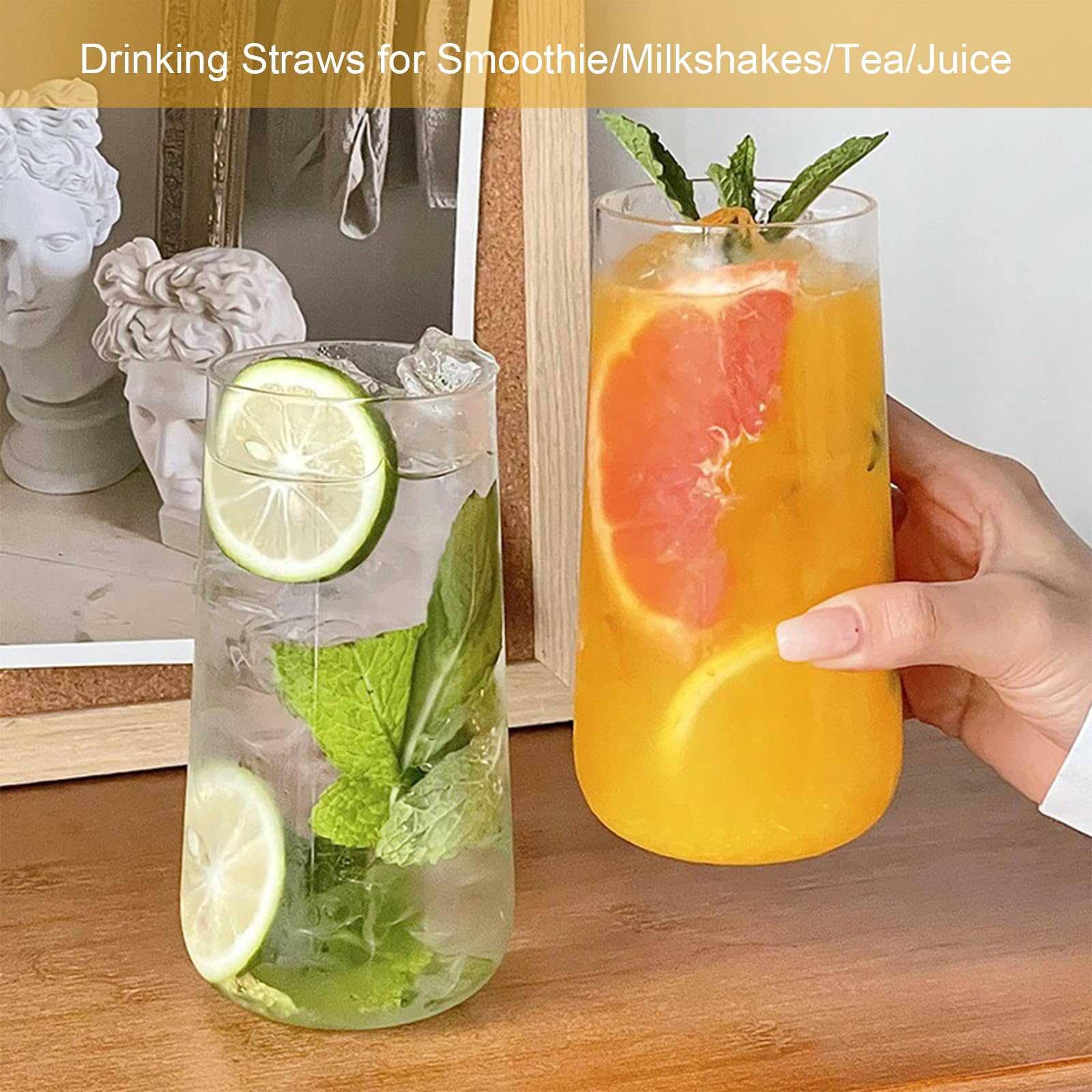 Pack De 10 Pajitas De Vidrio Reutilizables De 20 Cm | Con 2 Cepillos De Limpieza | Aptas Para Lavavajillas Y Para Bebidas Frías O Calientes | Cristal Borosilicato