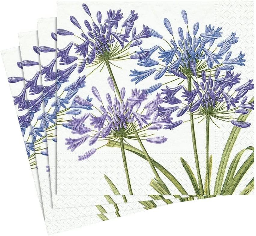 Caspari Entertaining with Caspari Paper Luncheon Napkin, Agapanthus, Green,5370L