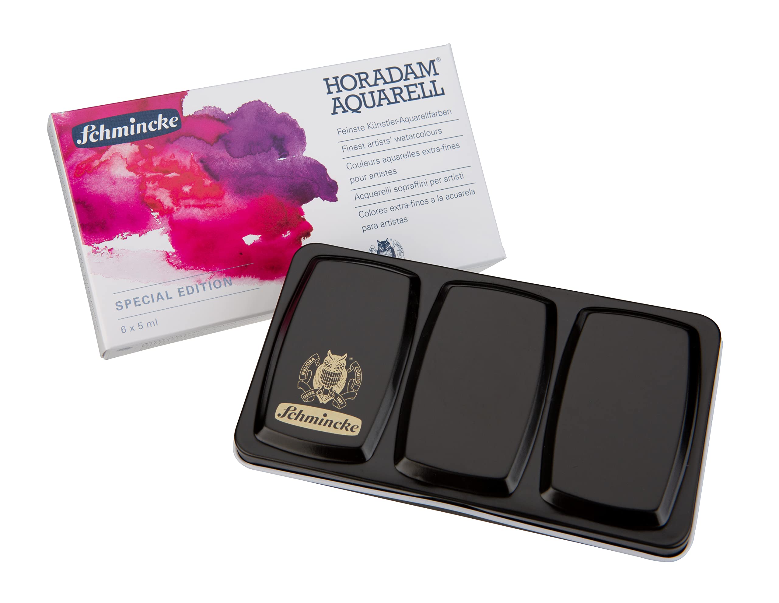 Schmincke HORADAM Aquarell Farbkasten, Special Edition, 6 x 5 ml Tuben, 74870097, Metallkasten, Malset, feinste Premium Aquarellfarben