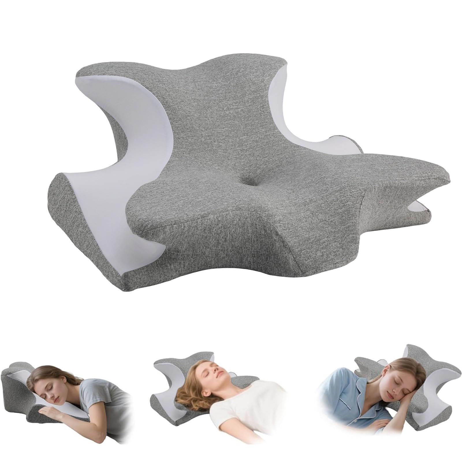 Poduszka pod kark z pianki z pamięcią kształtu, ergonomiczna poduszka do spania na boku, ze zdejmowanym pokrowcem, na bóle karku, osób śpiących na boku i czytania