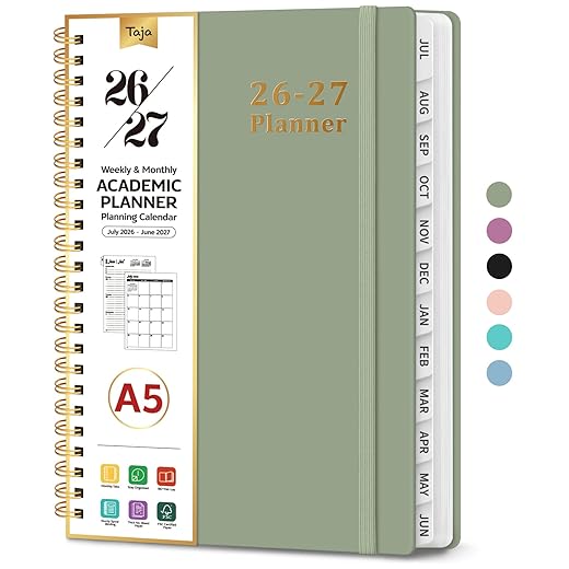 Academic Planner 2025-2026 For Women & Men, Monthly and Weekly Calendar Planner, Jul 2025 - Jun 2026, A5 (6.3" x 8.5"), Teacher Student Planning Book with Tabs, Ideal for Office School Supplies - Pink