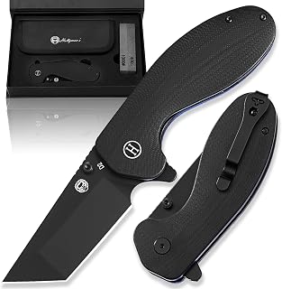 Holtzman's Gorilla Survival Patriot Folding Knife with G10 Handle and D2 Steel Blade, Gift Box Set (Black+Blue) - Ideal for Everyday Carry