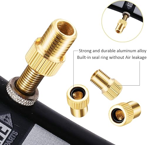 Miniatura 3 de 15 herramientas para neumáticos de ciclismo, incluye adaptador Presta a Schrader, adaptador de válvula de bicicleta, convertidor de válvula de