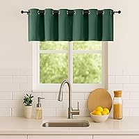 Vista 186 de Simplebrand Juego de 2 paneles de cenefa aguamarina para ventana de cocina de 14 pulgadas de largo, cortinas de oscurecimiento de habitación