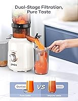 Vista 4 de Máquinas de exprimir Ganiza, exprimidor de prensa fría con gran canal de alimentación para frutas y verduras enteras, exprimidores de masticación