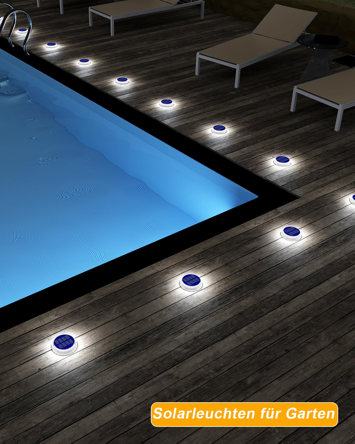 YiLaie Solarleuchten für Außen, Solarlampen für Außen garten 360° LED Solar Treppe Licht IP68 Wasserdicht mit Auto On/Off Solar Weg Licht, Weiß Licht 5700K, 6 Stück