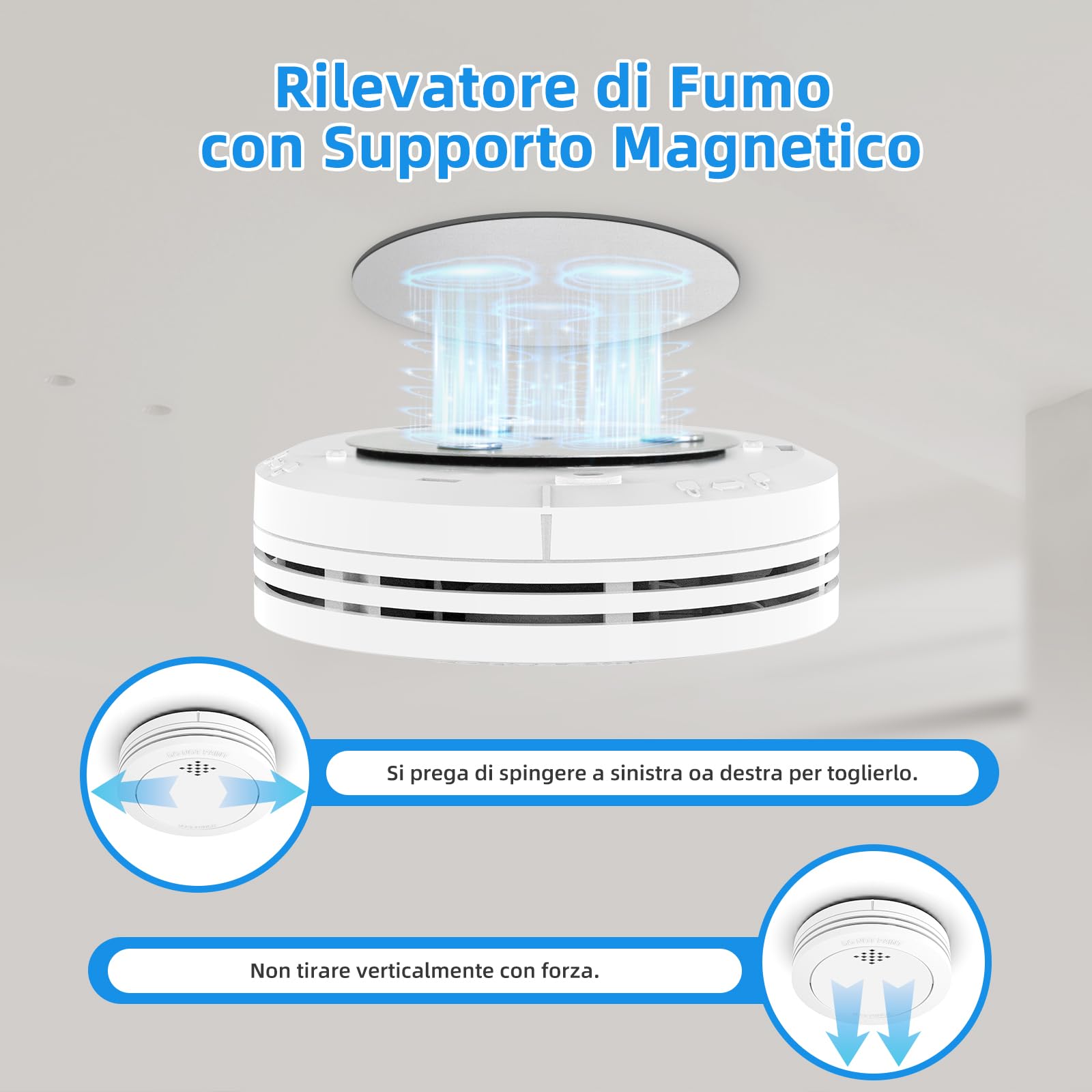 Rilevatore di fumo a 10 anni con montaggio magnetico, allarme di fumo in rete certificati TÜV-Rheinland con batteria sostituibile, allarme antincendio da 85 db, funzione muta 6 pezzo