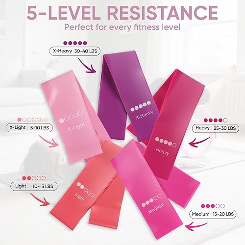 Miniatura 6 de Home Pilates Ring and Ball Set for Women with 5 Resistance Bands 13 inch Magic Circle Workout Essentials Starter Kit for Beginners, Full Body Toning