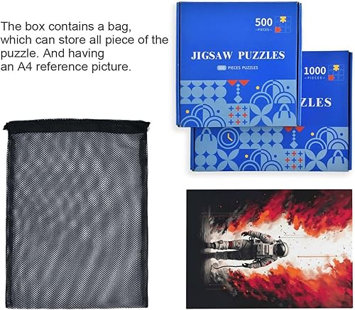 Miniatura 7 de Astronaut Flame Jigsaw Puzzles 500 Pieces for Adults,Learning Educational Puzzles,Difficult and Challenge Families Toys with Mesh Storage Bag 2012197