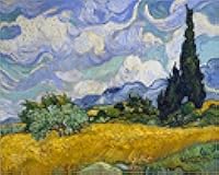 YEESAM ART Paint by Numbers for Adults, Wheat Field with Cypress by Van Gogh 16x20 Inch Linen Canvas Acrylic DIY Number Painting Kits Wall Art Decor Gifts (Framed)