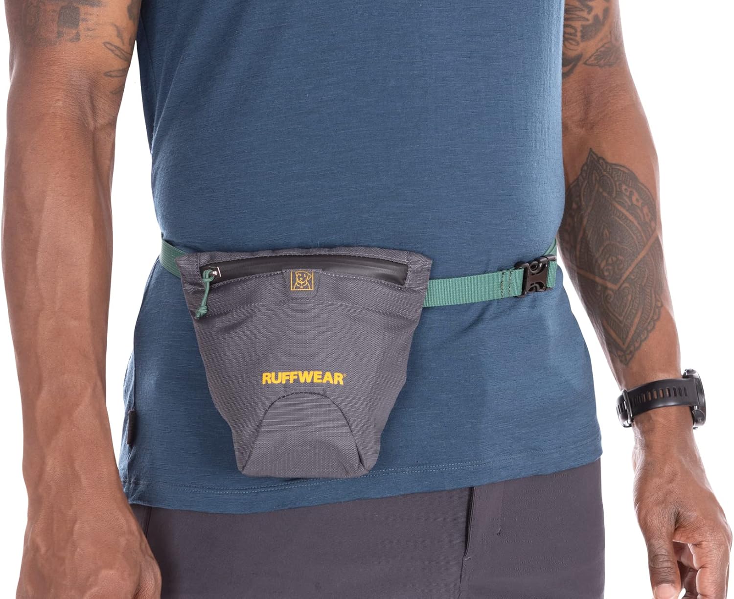 Ruffwear, Pack Out Dog Poop Bag Holder, Hands-Free Waste Dispenser with Belt & Leash Clip, Durable Odor-Proof Doggie Pouch for Trail Walks, Easy-Clean Design, Basalt Gray, Large