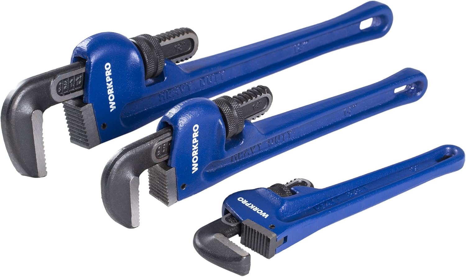 WORKPRO W004200A Pipe Wrench Set, 10", 14" and 18" Heavy Duty Pipe