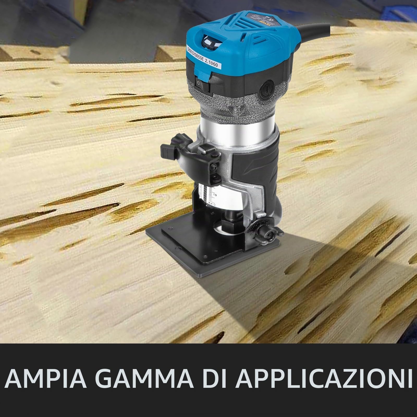 VEVOR Rifilatore Elettrico 710W Fresatrice Compatta Rifilatore per Legno 10000-30000RPM Rifilatrice per Legno Multifunzione con Base Affondamento e Base Inclinata