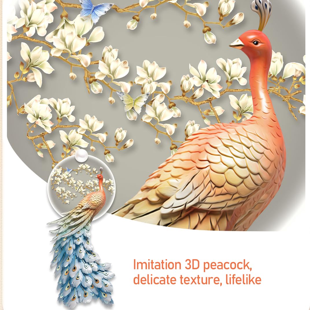 Malarstwo ścienne 3D Rzeźba wisząca na ścianie ， Dekoracja ścienna 3D z pawiem i światłem LED, kreatywna rzeźba ścienna z pawiem, dekoracja ścienna z pawiem(D,70x140cm)