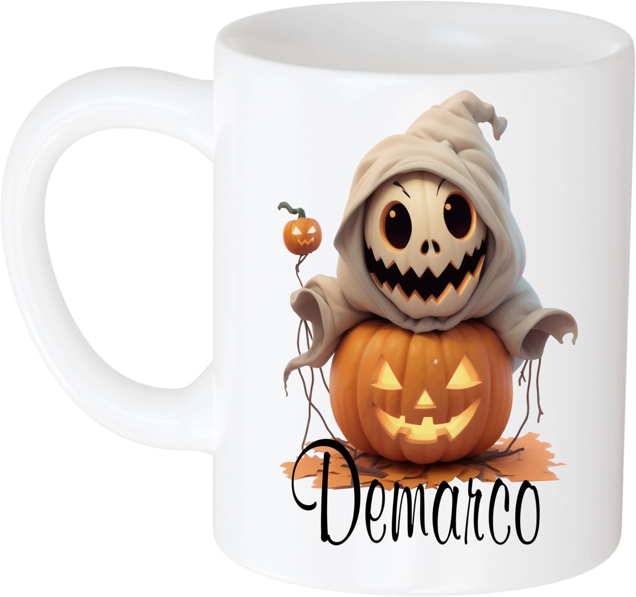 Name Demarco Custom Ghost Pumkin Orange Tea Halloween Cup, Scary Cup Halloween, Party Gift, Occult-inspired Design, Ceramic Large Happyween Cup 425906