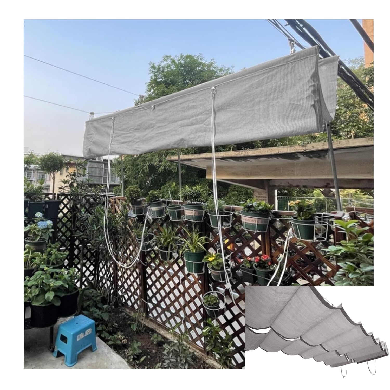 Pare-soleil rétractable pour pergola de terrasse : voile d'ombrage en U pour jardin