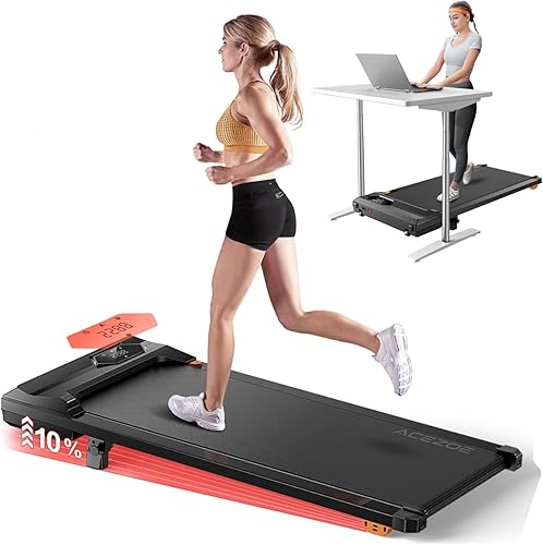 Walking Pad Treadmill with Incline, Under Desk Treadmills for Home Office, 10% Manual Incline Portable Treadmill with Remote Control/APP and