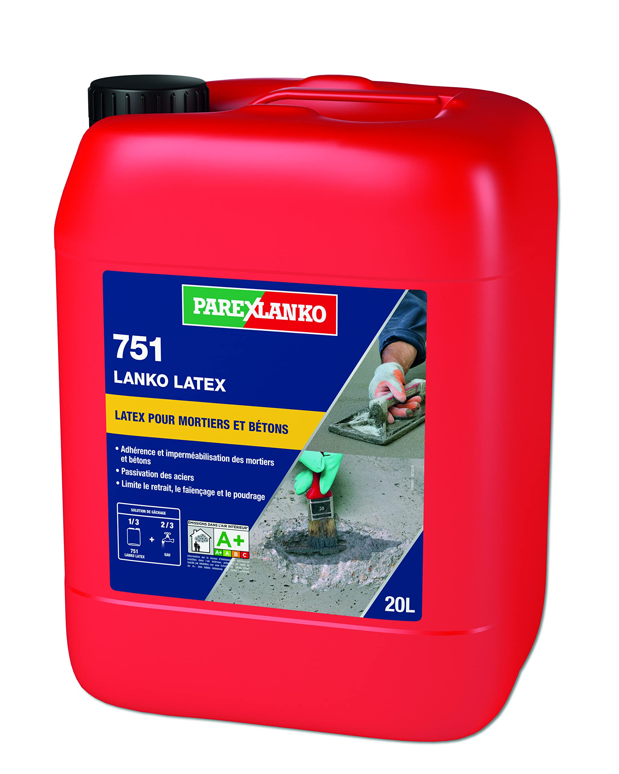 Parexlanko L75120 751 Lanko Latex - Pegamento de recuperación, color blanco | Mejora morteros, concretos y recubiertos - Mezclar con agua de temple - Fortalece el agarre y el rendimiento