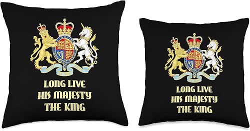 Miniatura 3 de UK Royal Coat of Arms & Emblems British Royal Coat of Arms Long Live His Majesty the King - Almohada de 16 x 16 pulgadas, multicolor
