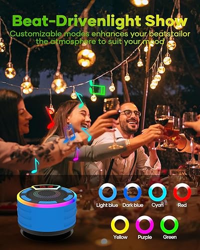 Miniatura 4 de ssuowao - Altavoz de ducha Bluetooth IPX7 impermeable con pantalla LED, radio FM, ventosa, micrófono integrado, mini altavoz para baño, viajes,