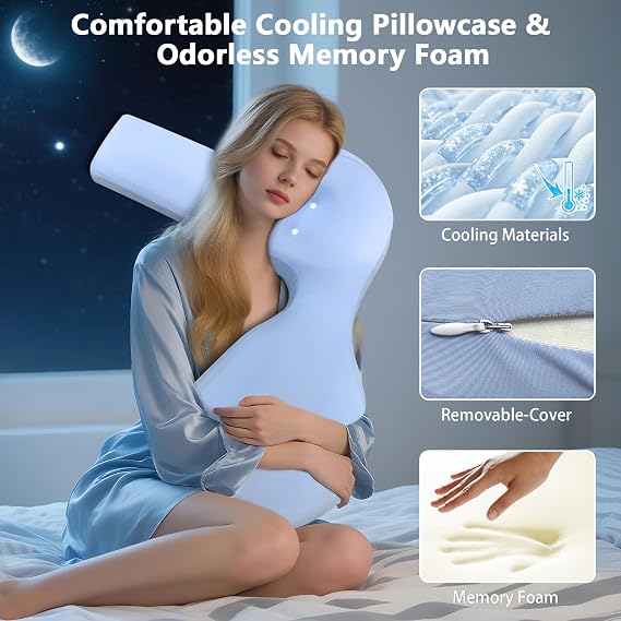 Body Pillows for Adults, Cooling Pregnancy Pillows, Memory Foam Full Body Support Pillows for Support for Belly, HIPS, Legs, Buttery Soft, Super Breathable for Hot Sleeper