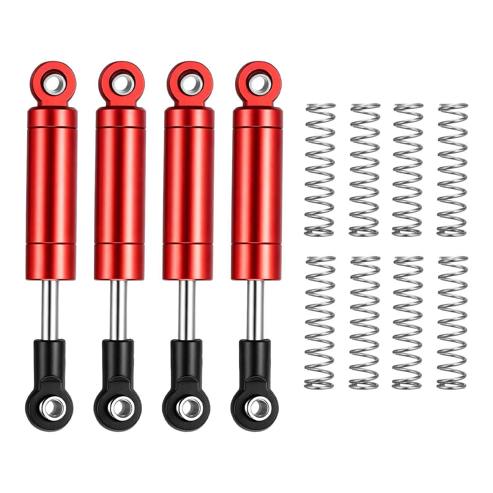 Rebower RC Shock Absorber (with Internal Spring Spare Springs), [for 1/10 RC Crawler ] - 62-72mm / Red / 4 Pcs