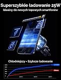 LISEN Samochodowy uchwyt na telefon komórkowy z funkcją ładowania – [Qi2.2 i 25 W] [najlepsze wyposażenie] z wentylatorem chłodzącym i adapterem klienta 95 W, do uchwytu samochodowego Magsafe do
