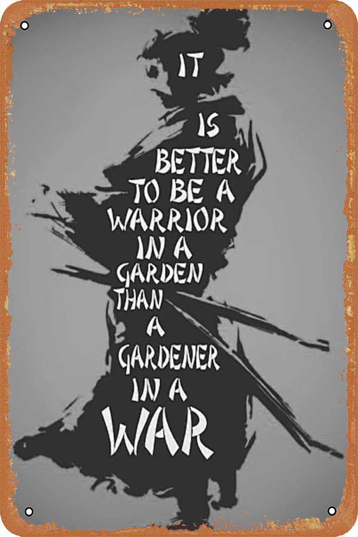 Yepyayqvk Tin Sign 650 Warrior In A Garden Vintage Look Metal Sign Bar Cafe Home Wall Decoration 6X8 Inch